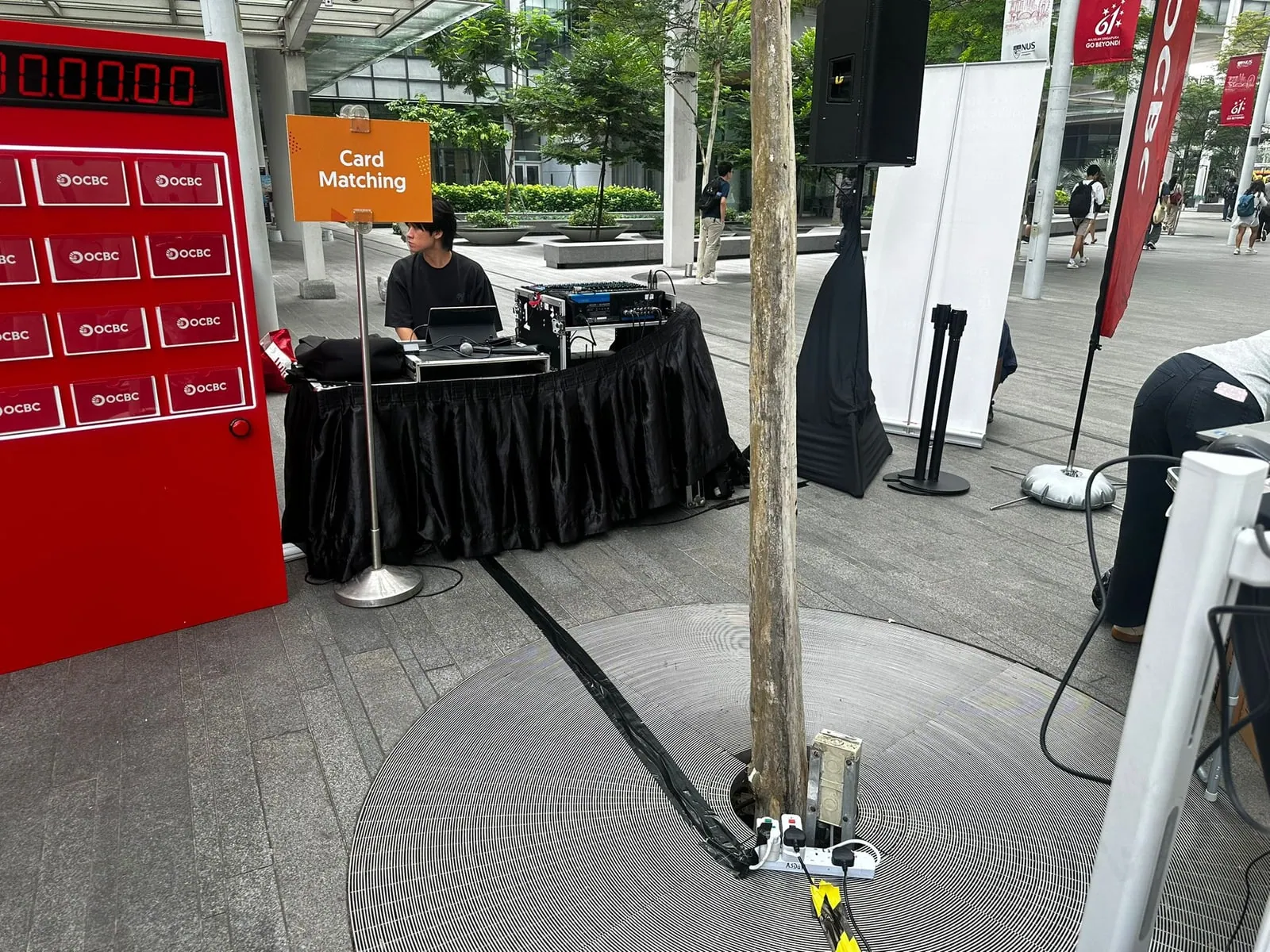 Queue poles at an activation by BounceParkSG