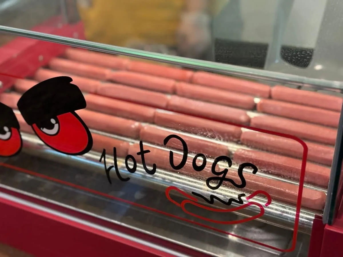 Hot dog station with branded signage