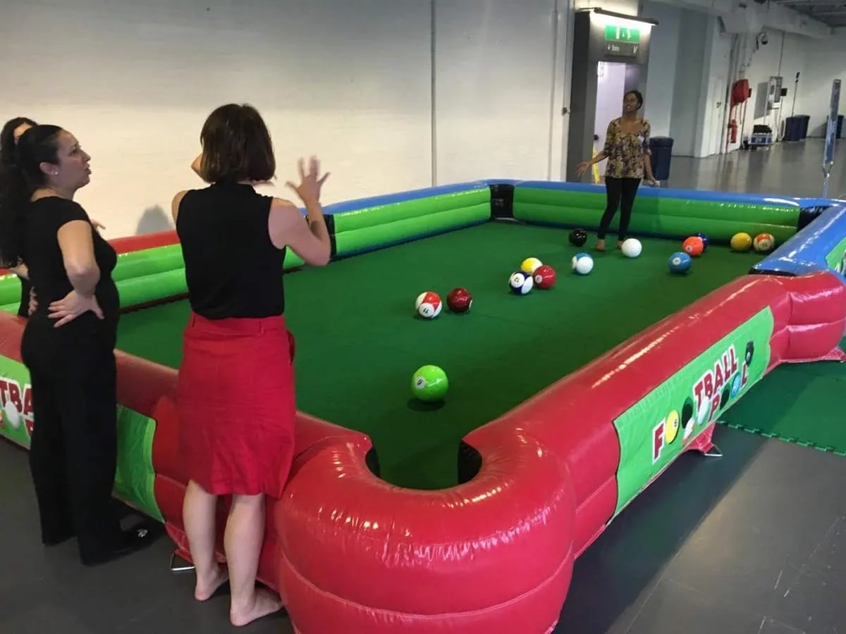 Giant pool table in play