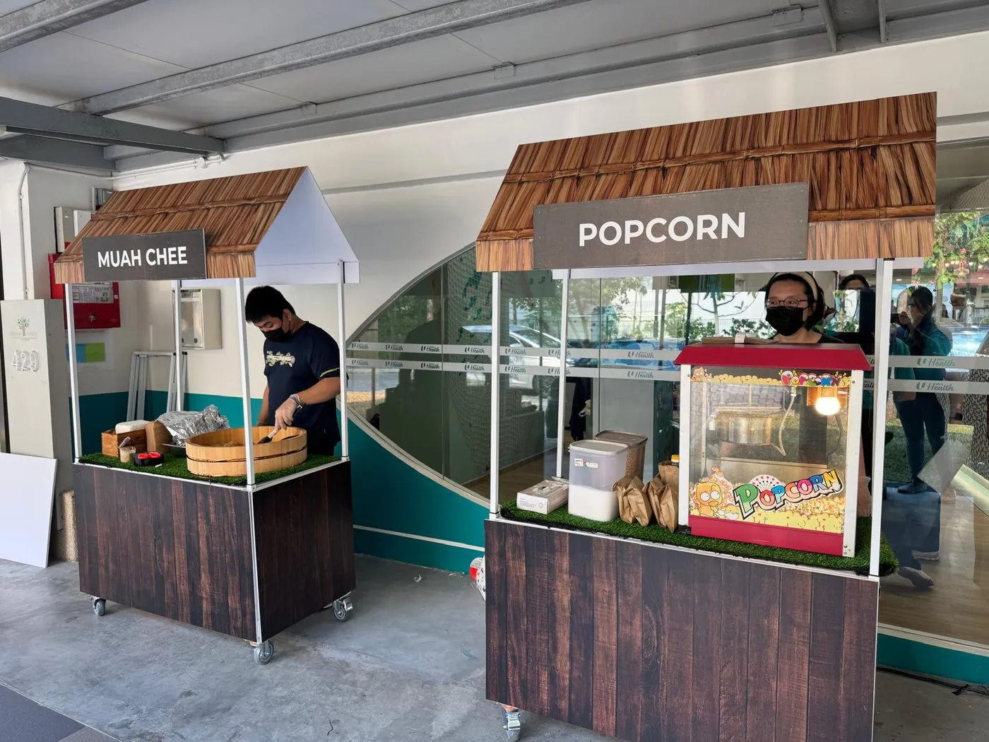 Customisable branding food carts for Muah Chee and Popcorn by BounceParkSG