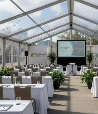 Tables under a marquee by BounceParkSG