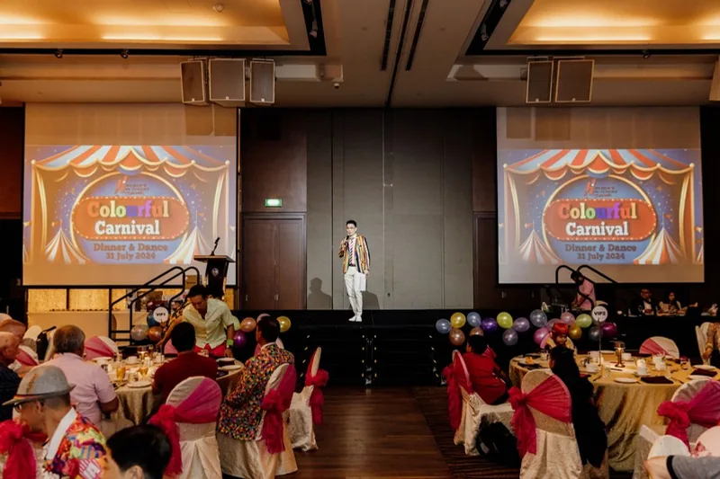 Carnival themed dinner and dance stage by BounceParkSG
