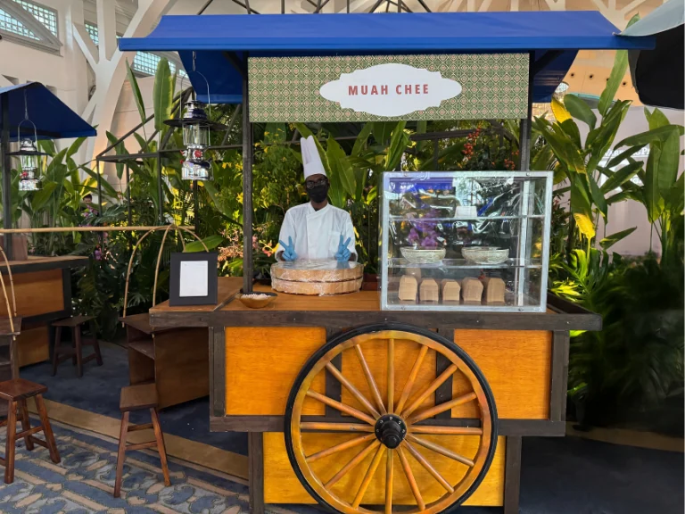 Muah chee cart with a branded signboard