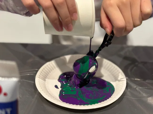 Acrylic paint pour activity run by BounceParkSG
