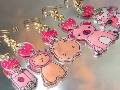 Shrink plastic charms made by guests