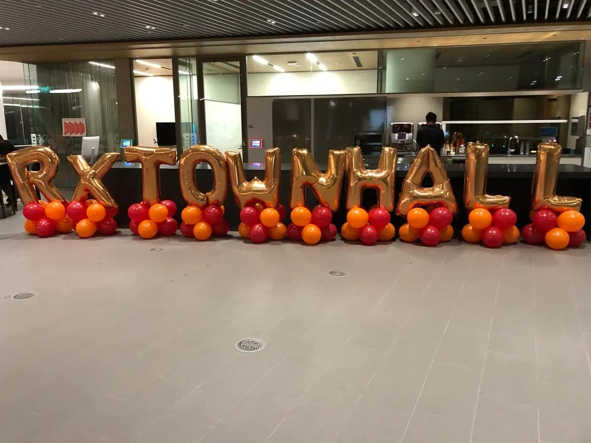 Balloon styling at a corporate town hall