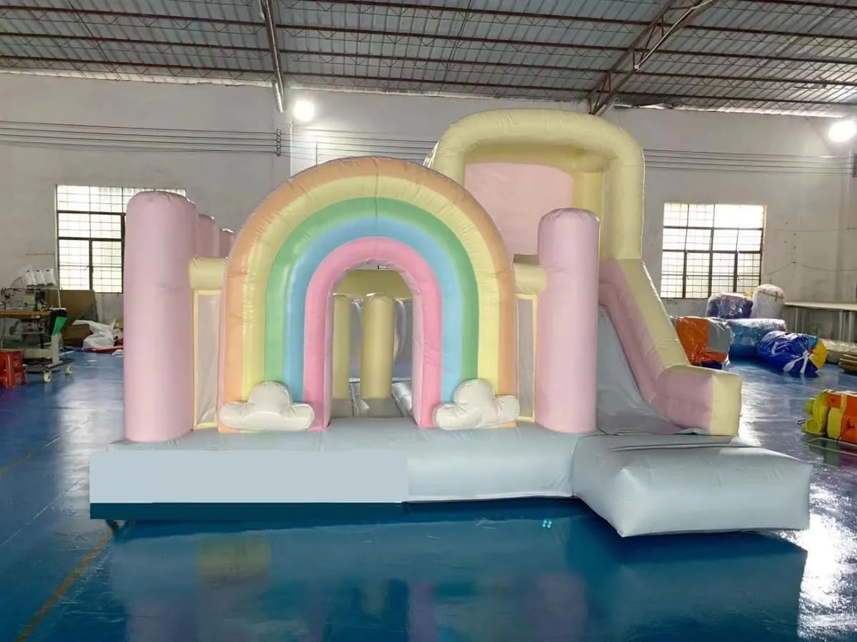 Rainbow themed bouncy castle by BounceParkSG